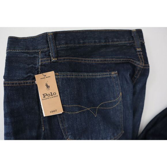 Polo Ralph Lauren Men's Sz 35x32 Dark Blue Varick Slim Straight Jeans - Picture 8 of 14